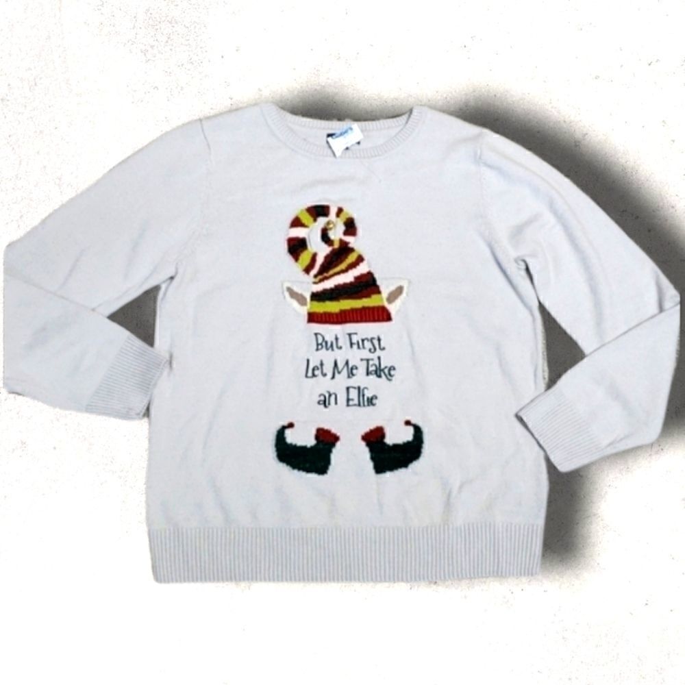 "BUT FIRST LET ME TAKE AN ELFIE" SWEATER - NEW